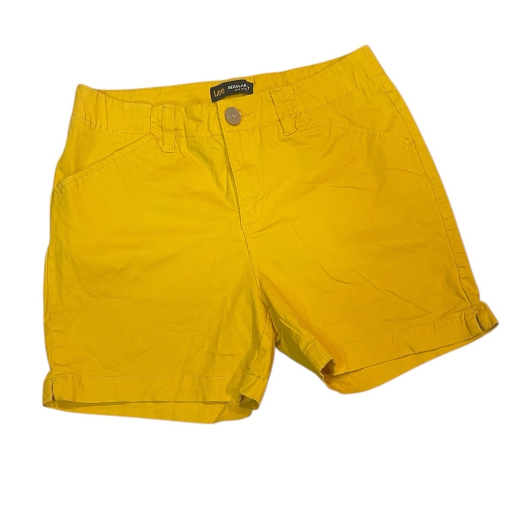 Lee Regular Fit Mis Rise Vibrant Yellow Bermuda Shorts  Cotton Casual Sz M
